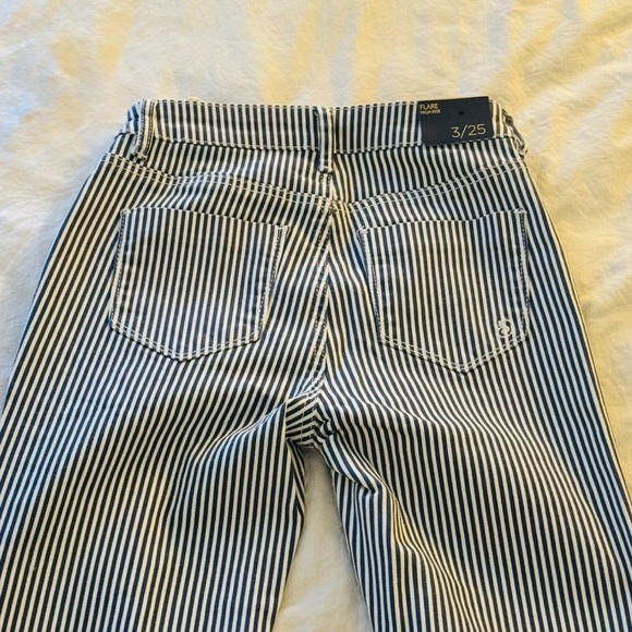 Indigo Rein sin women’s striped navy/white mid rise flare leg jeans | NWT - Picture 4 of 9